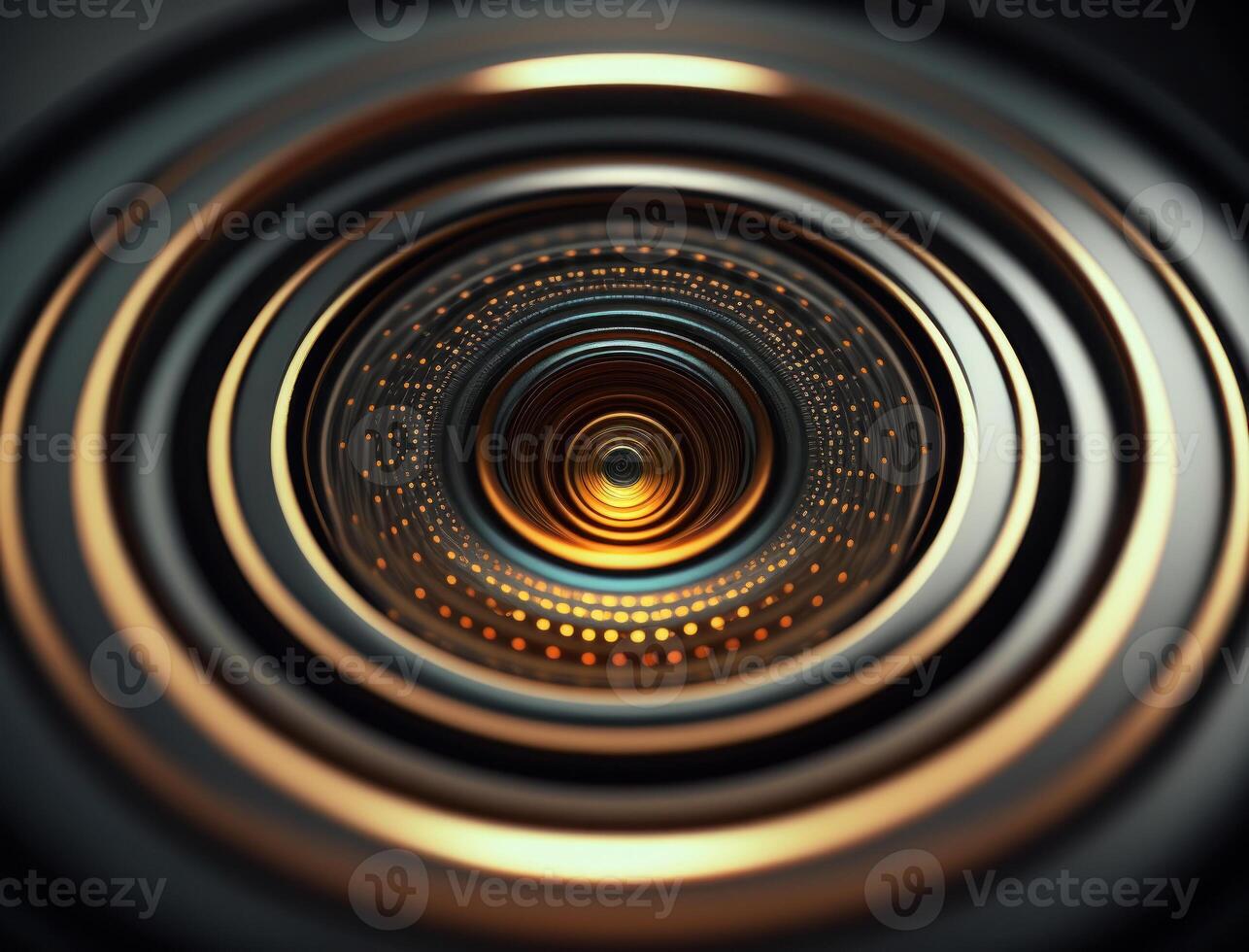 Concentric golden rings shapes Abstract geometric background created with technology photo