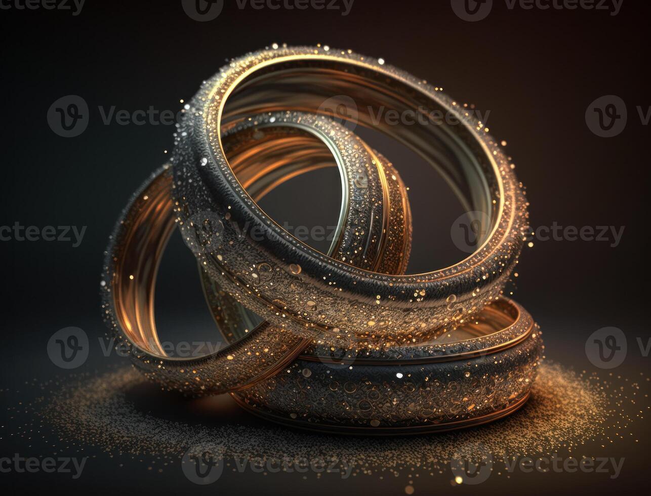 Concentric golden rings shapes Abstract geometric background created with technology photo