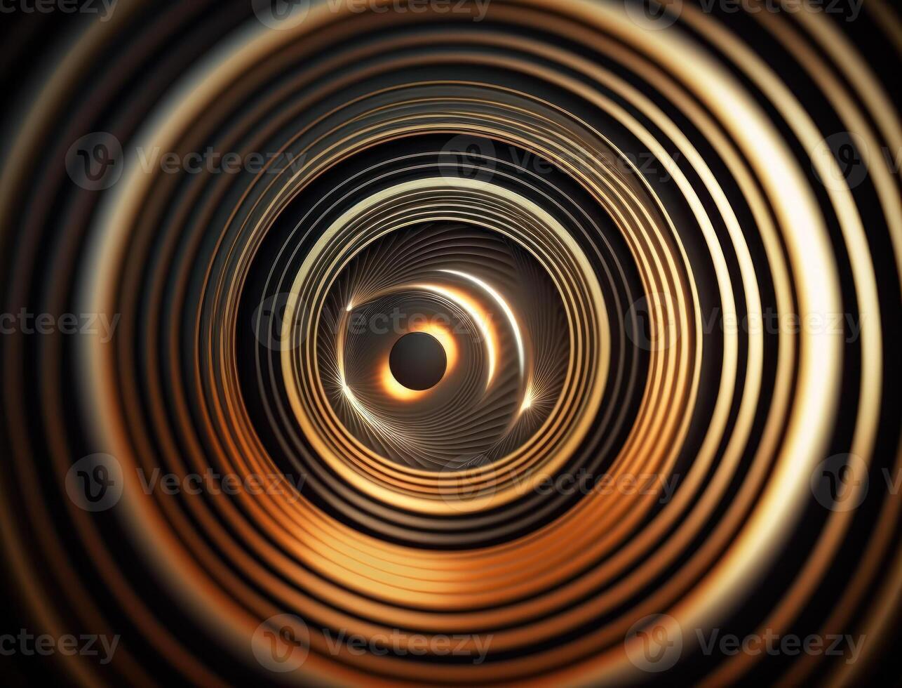 Concentric golden rings shapes Abstract geometric background created with technology photo