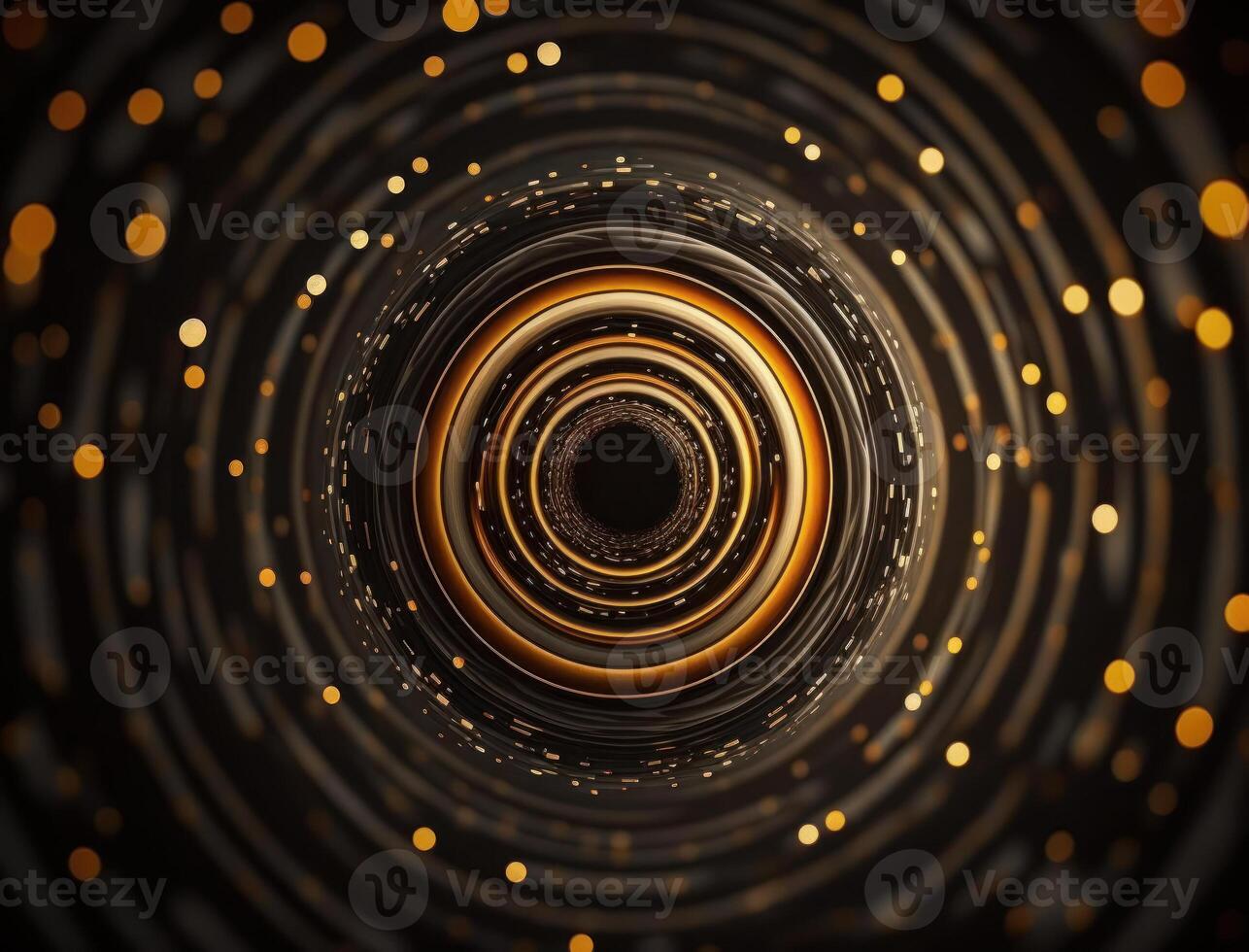 Concentric golden rings shapes Abstract geometric background created with technology photo