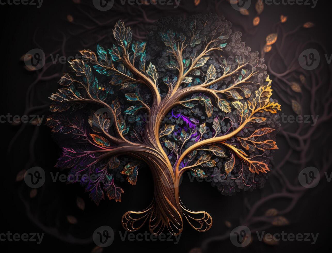 Yggdrasil world tree concept created with technology photo
