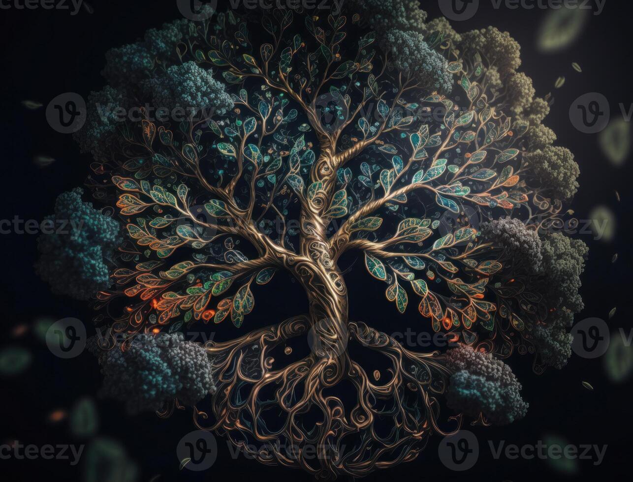 Yggdrasil world tree concept created with technology photo