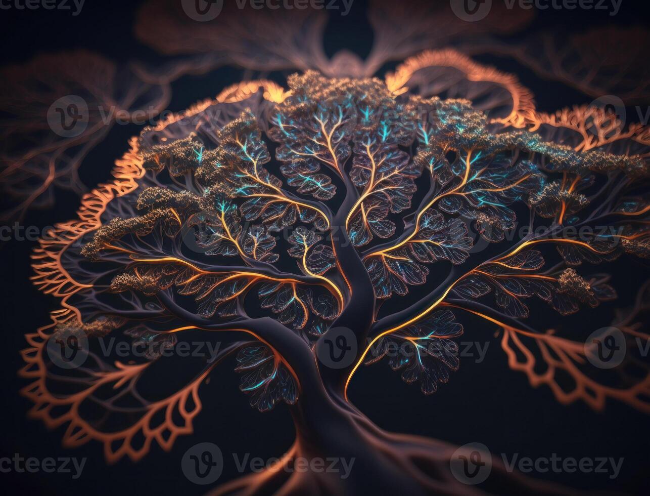 Yggdrasil world tree concept created with technology photo