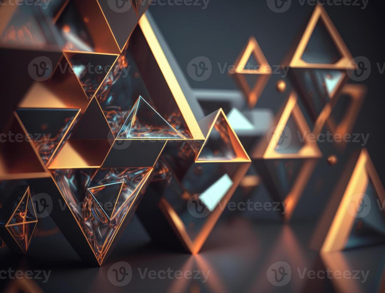 Futuristic triangles background Abstract geometric pattern created with technology photo