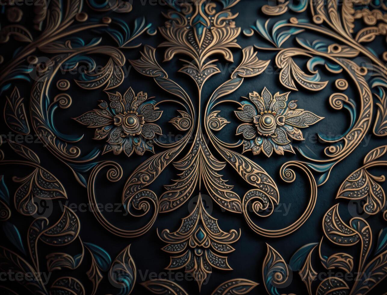 Royal vintage Victorian Gothic background Rococo venzel and whorl created with technology photo