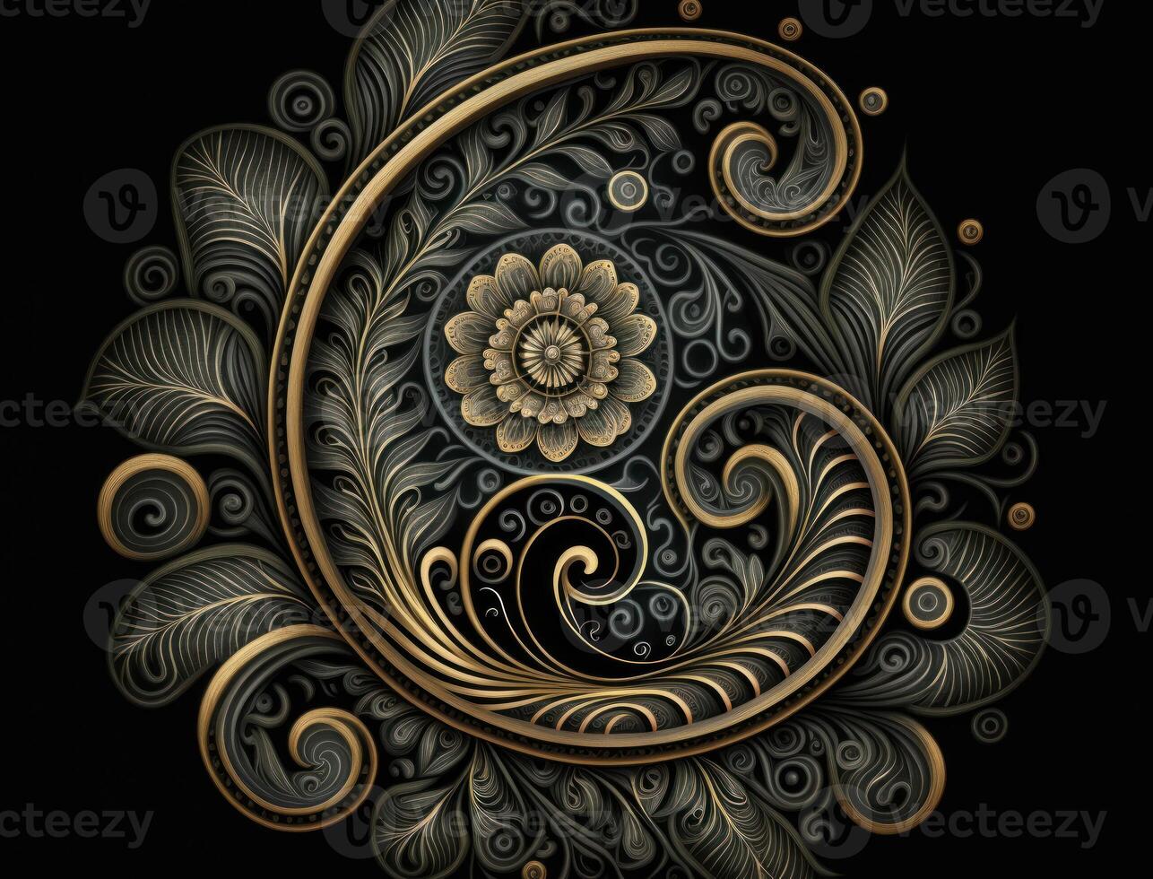 Royal vintage Victorian Gothic background Rococo venzel and whorl created with technology photo