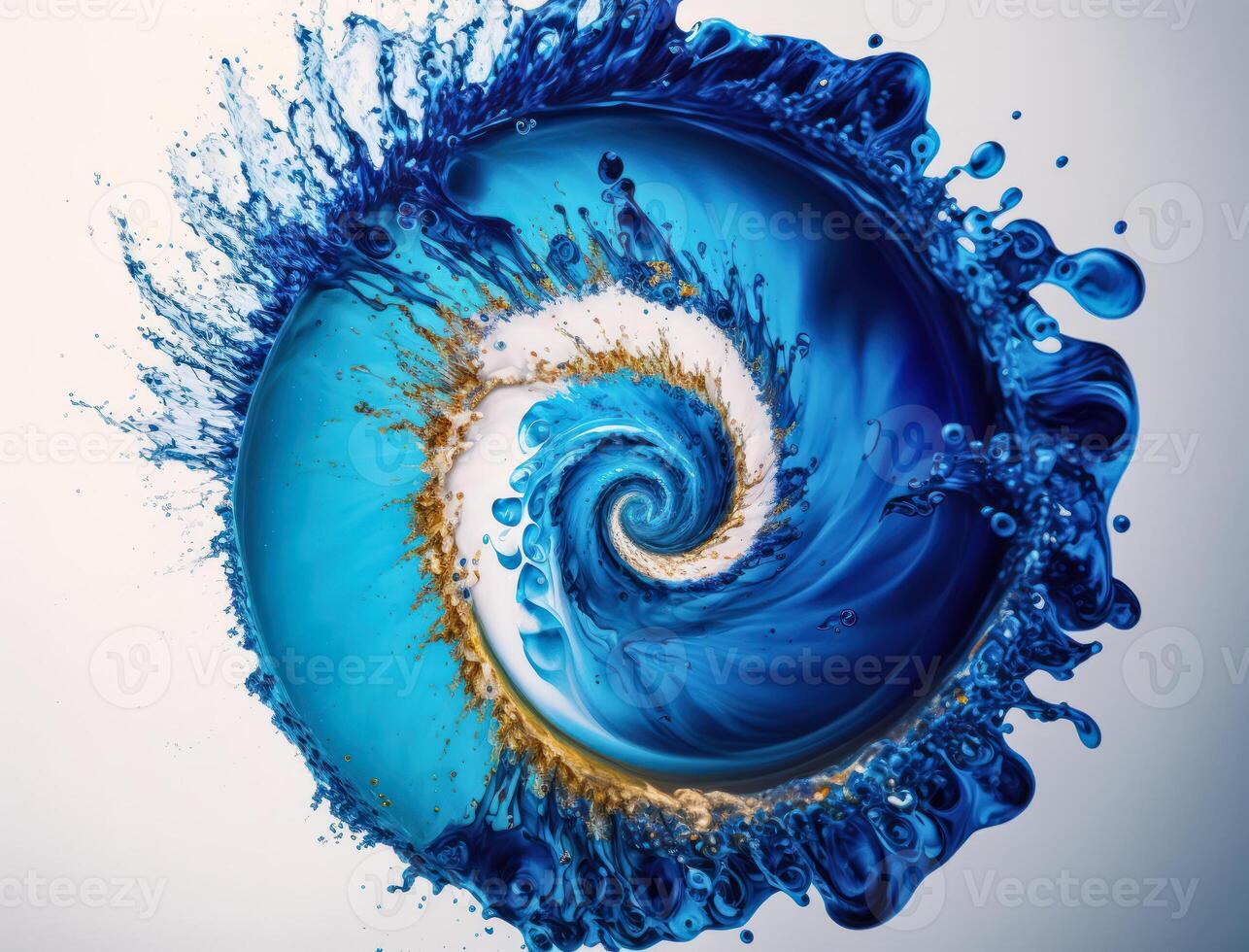 Radial spiral water splash background created with technology photo