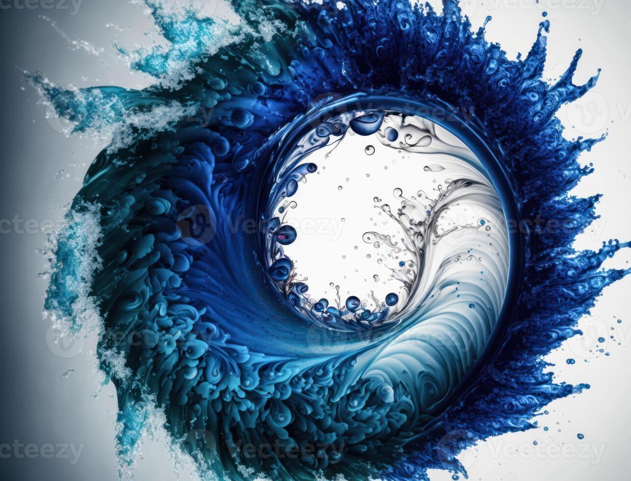 Radial spiral water splash background created with technology photo