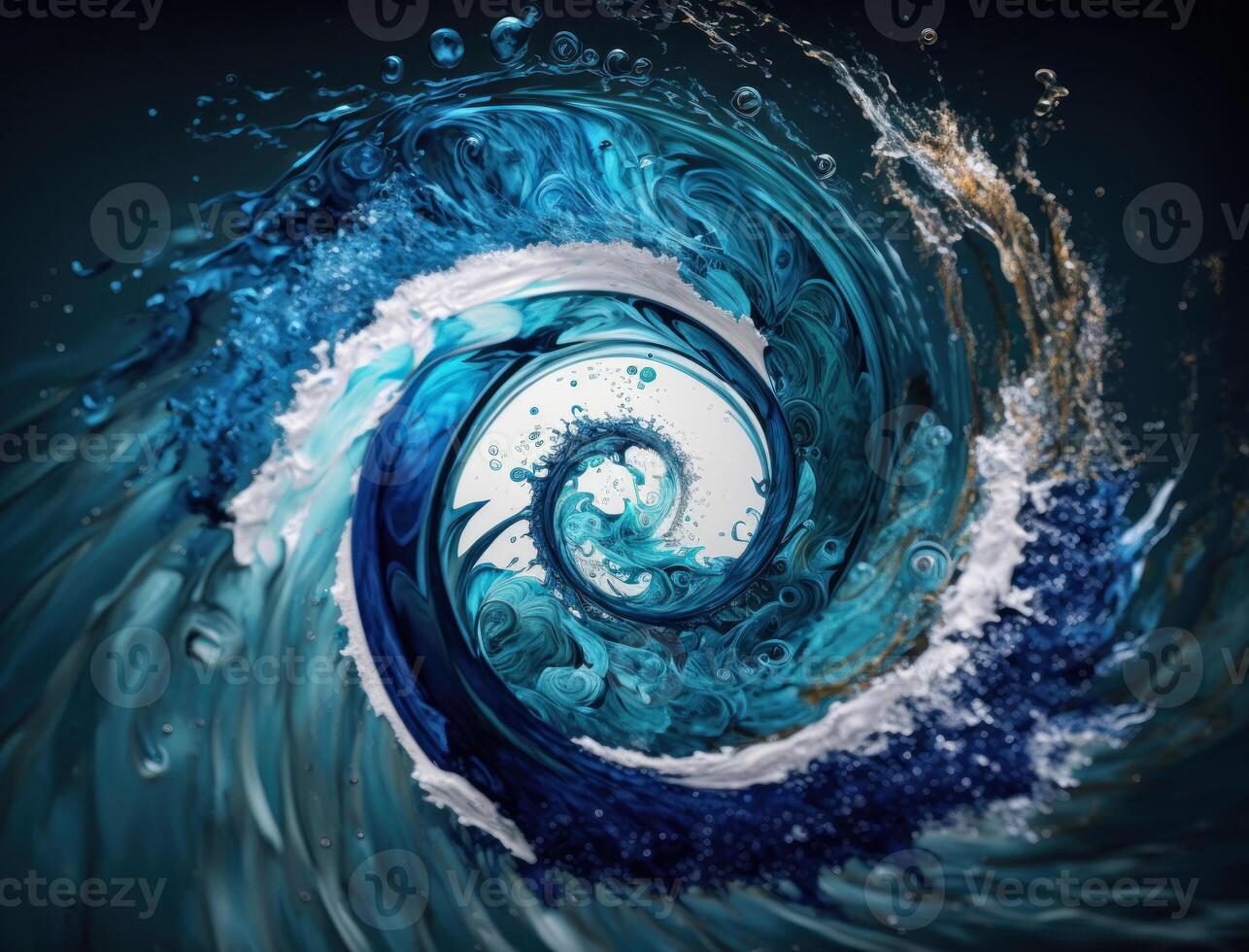 Radial spiral water splash background created with technology photo