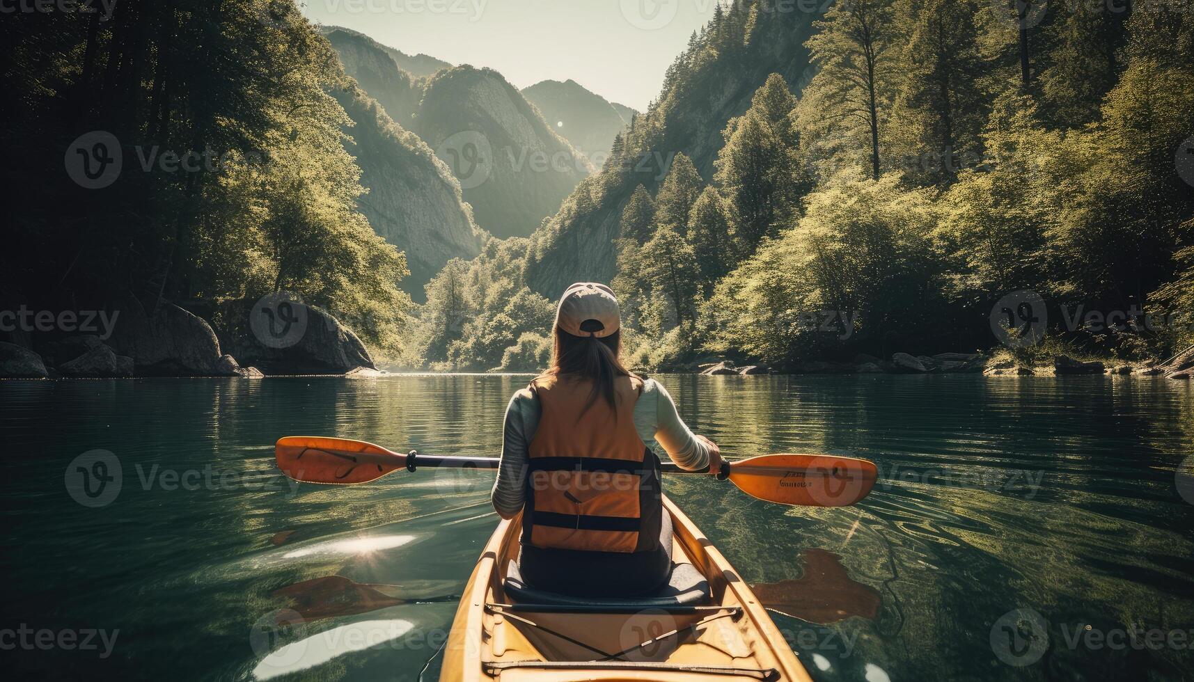un persona disfrutando un Respetuoso del medio ambiente actividad, tal como kayak o senderismo