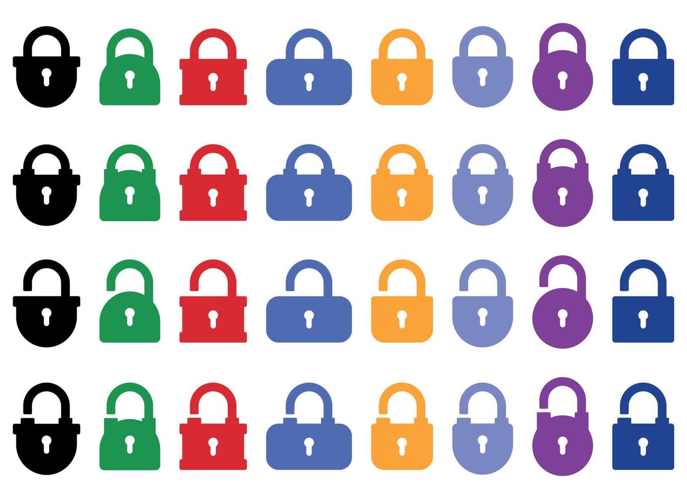 Opened and closed padlock icon in flat style. Lock vector illustration. Security check sign