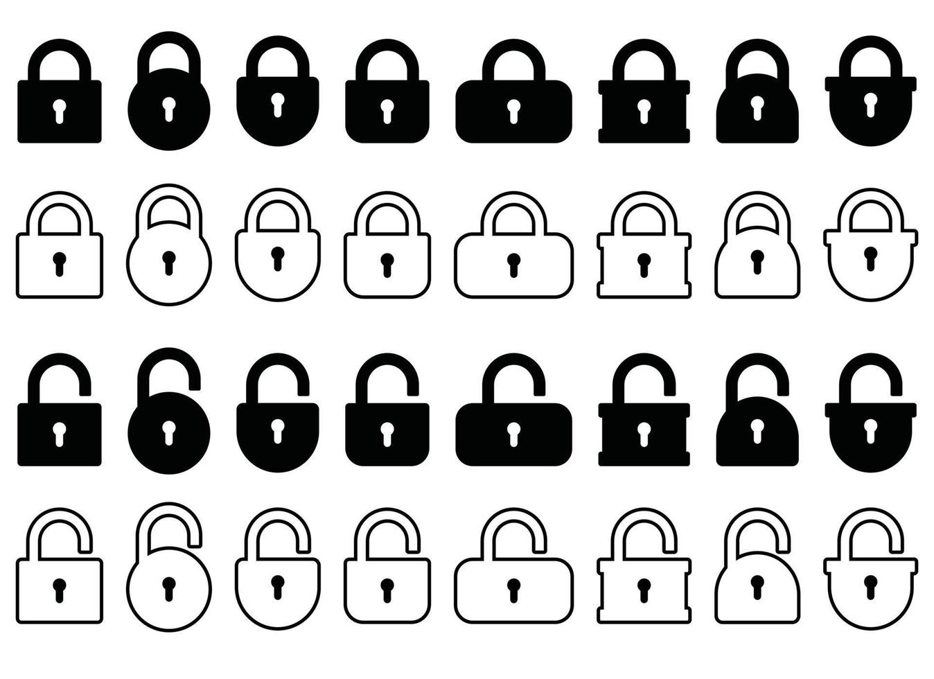 Opened and closed padlock icon in flat style. Lock vector illustration. Security check sign