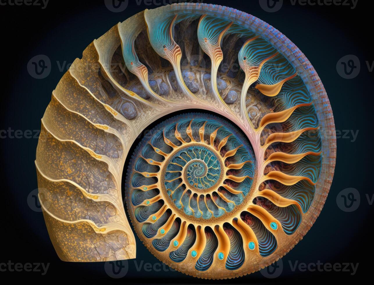 Ammonite fossil background created with technology photo