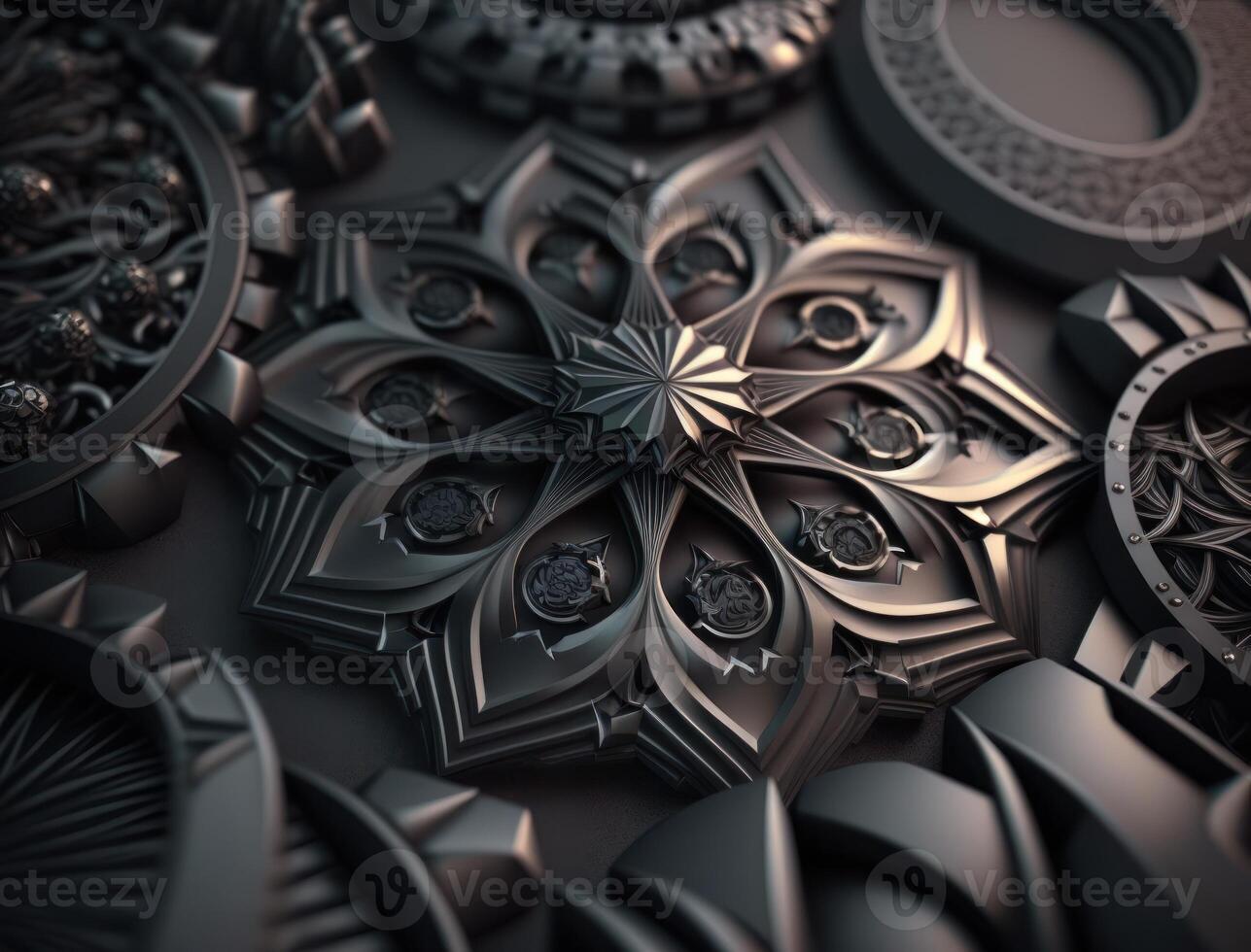 Abstract black geometric background Various shapes Flat lay created with technology photo