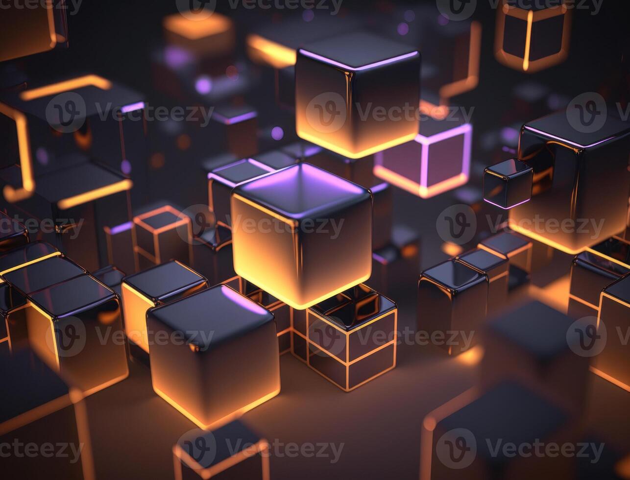 3D Futuristic cubes background Abstract geometric mosaic Square tiles pattern created with technology photo