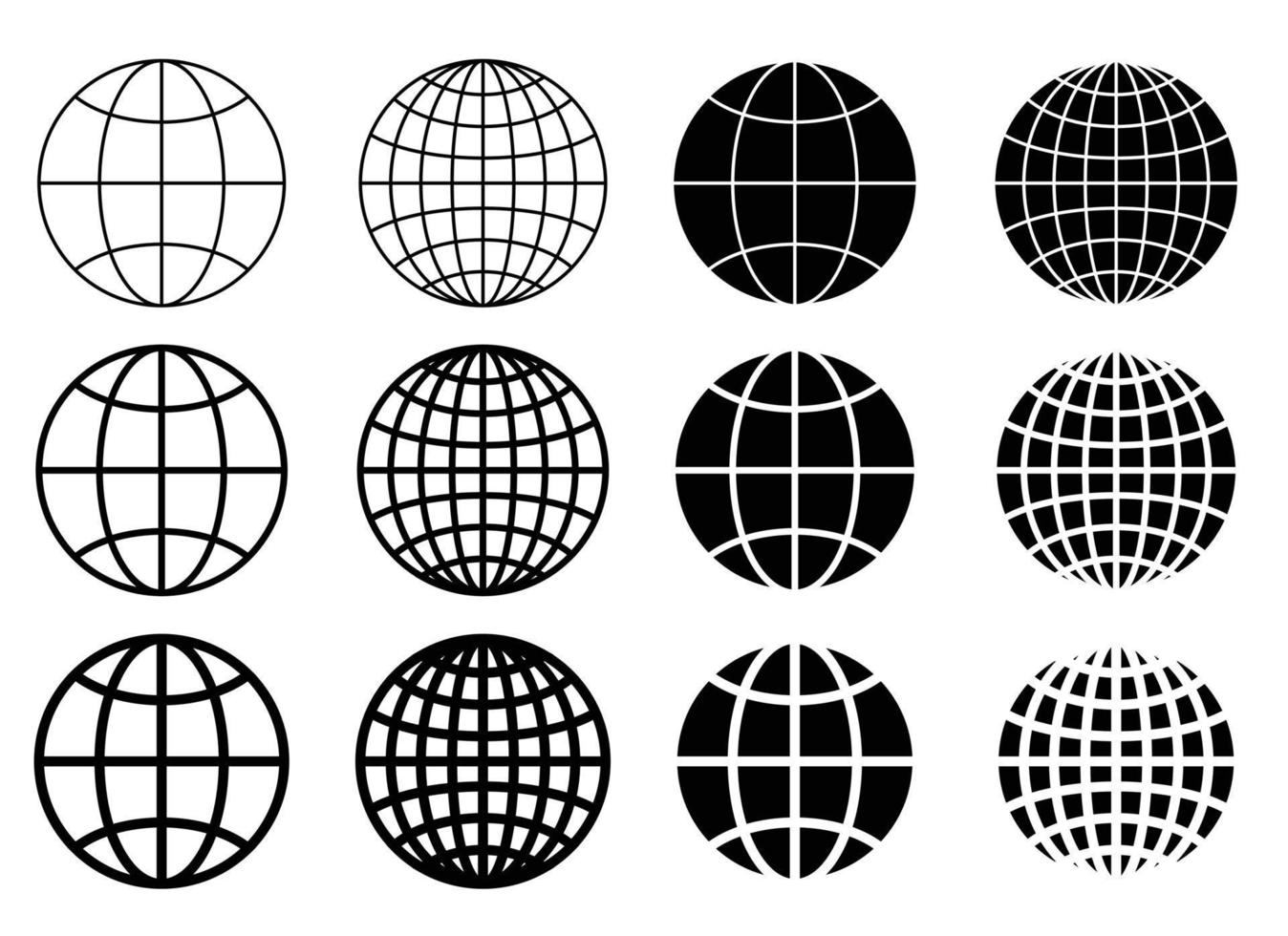 Planet earth icon set. Globe line shape vector illustration
