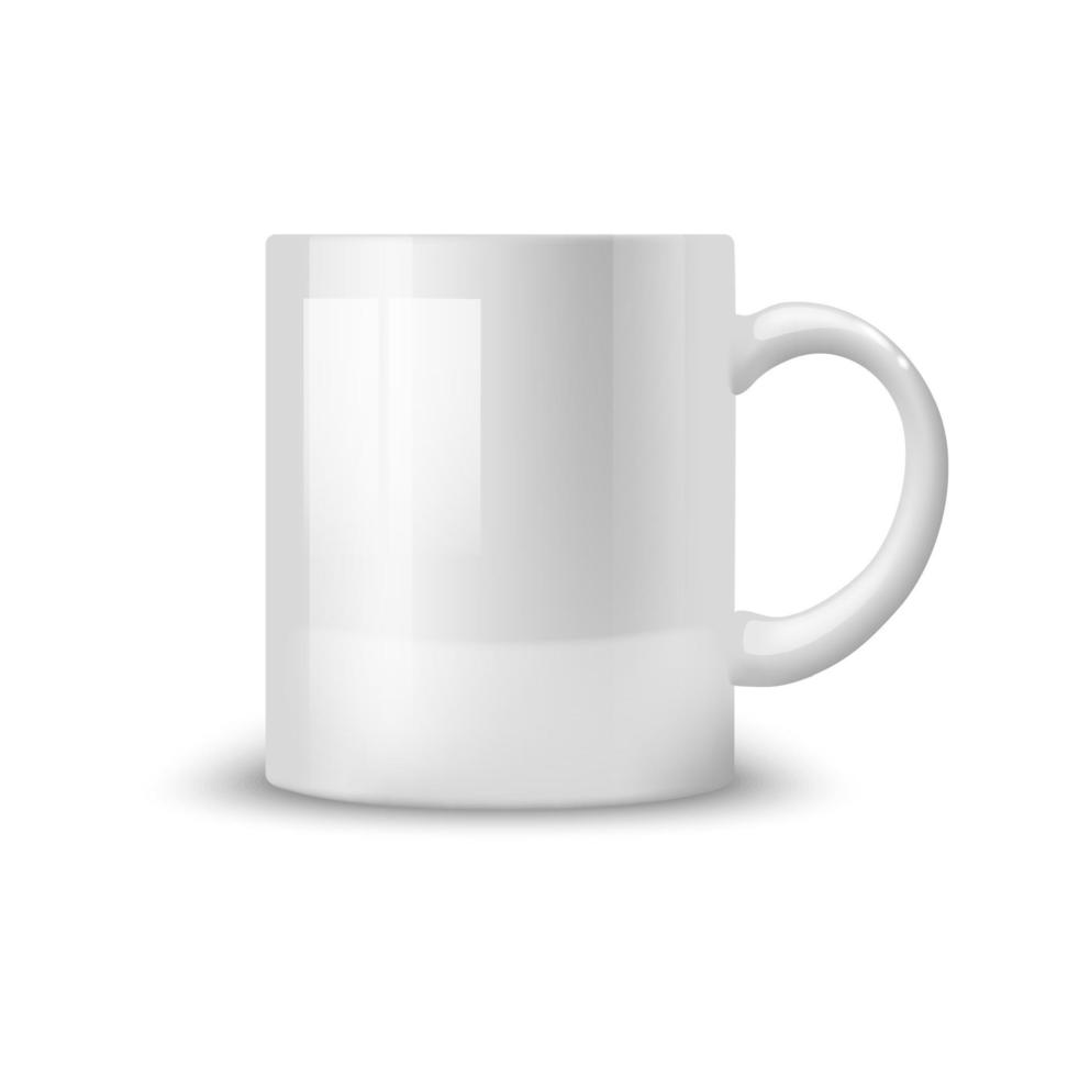 White mug mockup isolated 3d vector ceramic cup