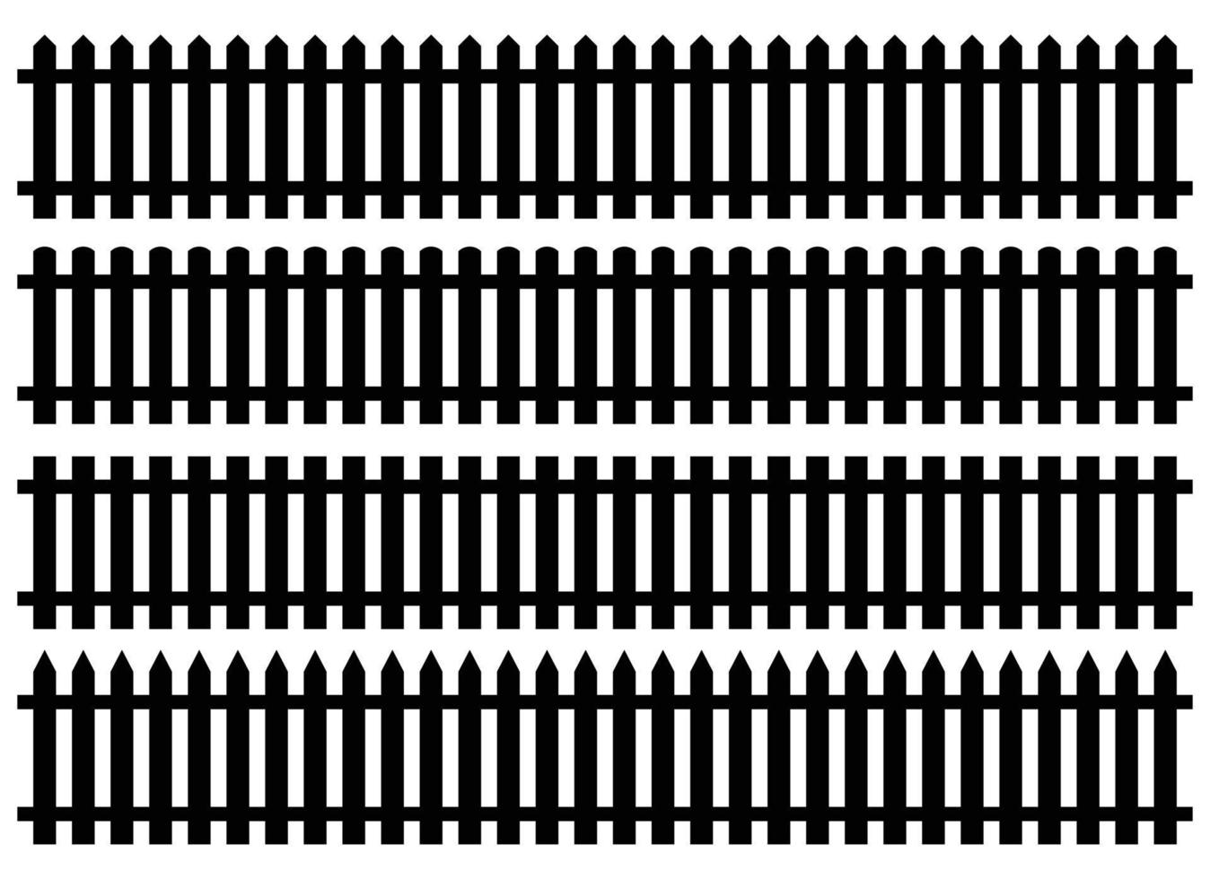 conjunto de cerca silueta en plano estilo vector ilustración. negro cerca aislado en blanco