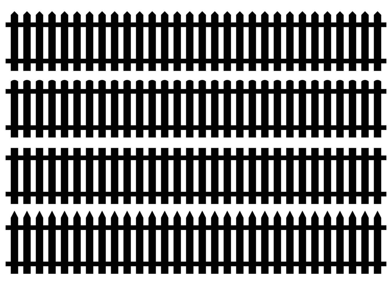 Set of fence silhouette in flat style vector illustration. Black fence isolated on white