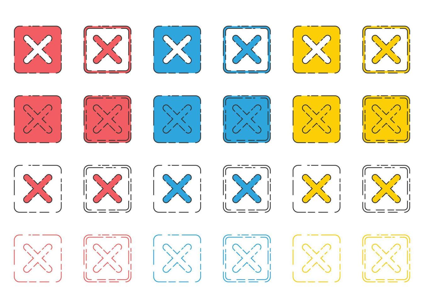 Rejected cross mark icon in flat style vector collection