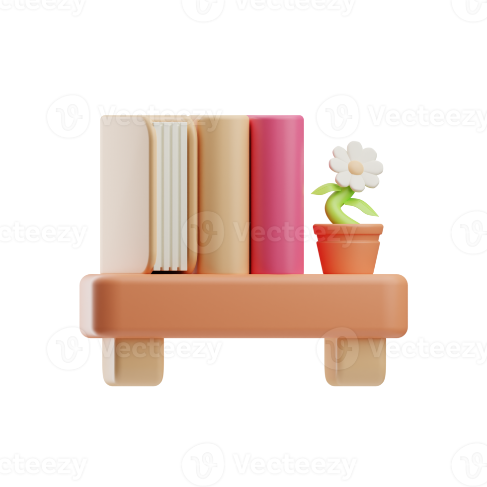 office work book shelf illustration 3d png