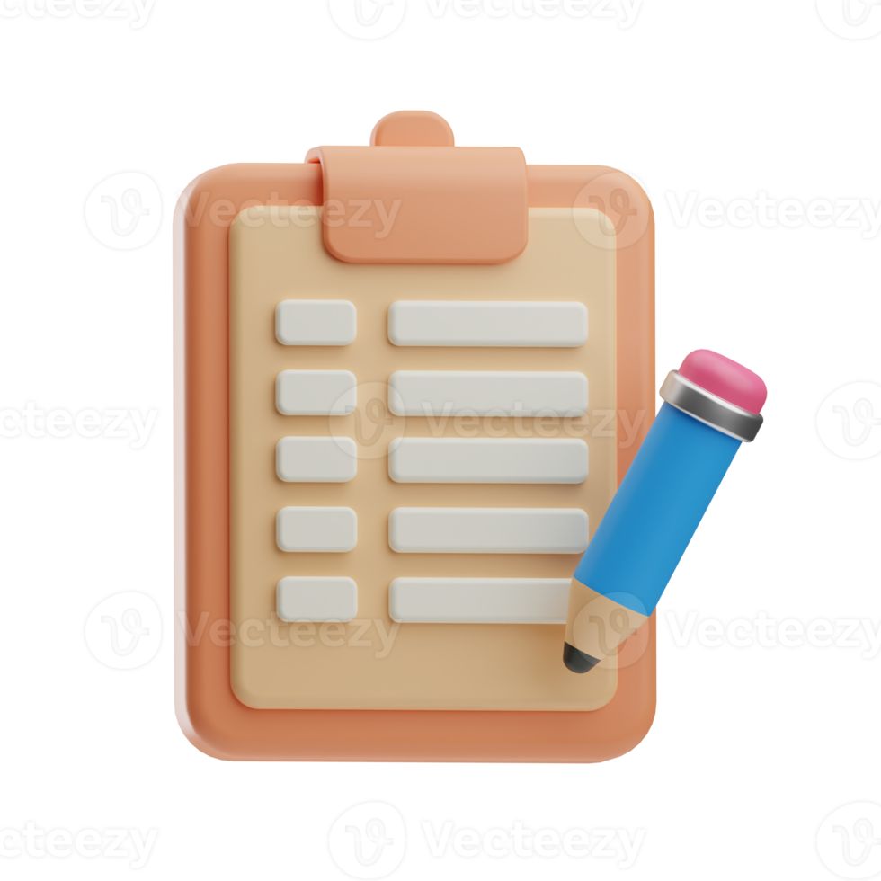 office work clipboard illustration 3d png