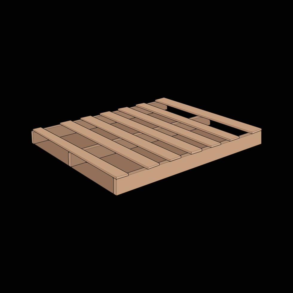 Wooden pallet vector illustration on black background . Isolated isometric wood container. Isometric vector wooden pallet.