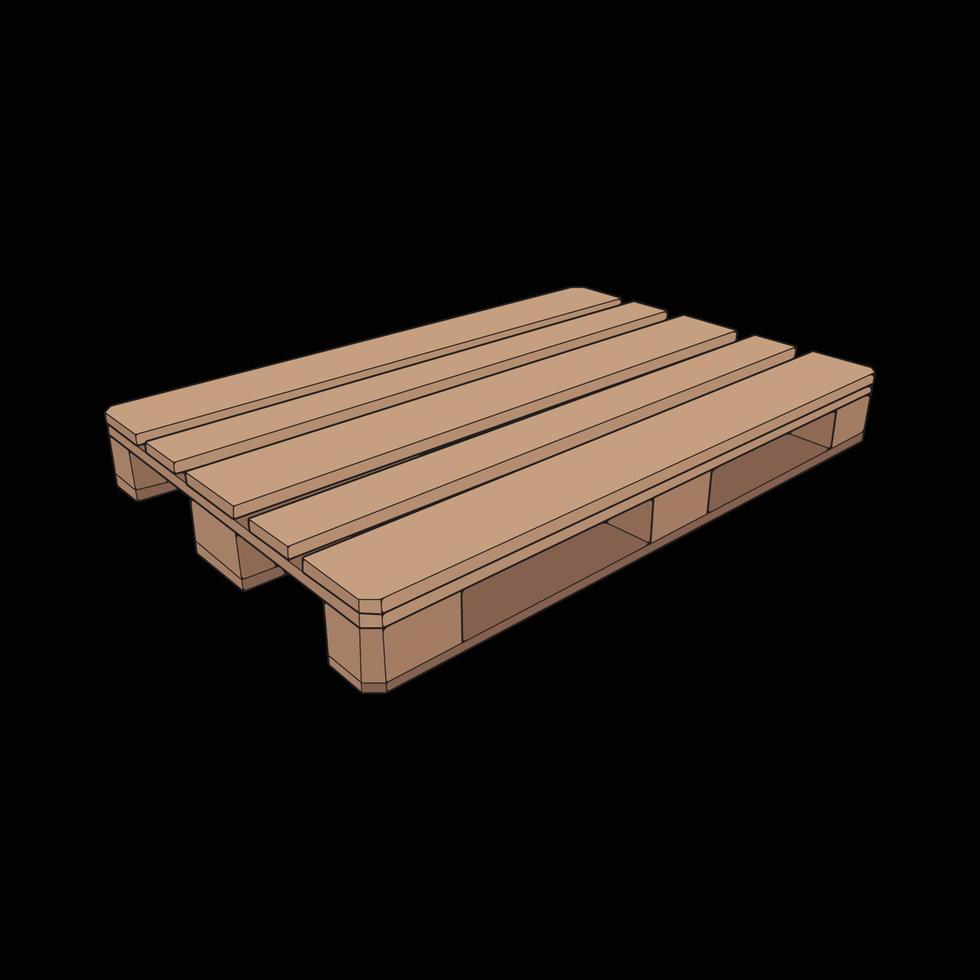 Wooden pallet vector illustration on black background . Isolated isometric wood container. Isometric vector wooden pallet.