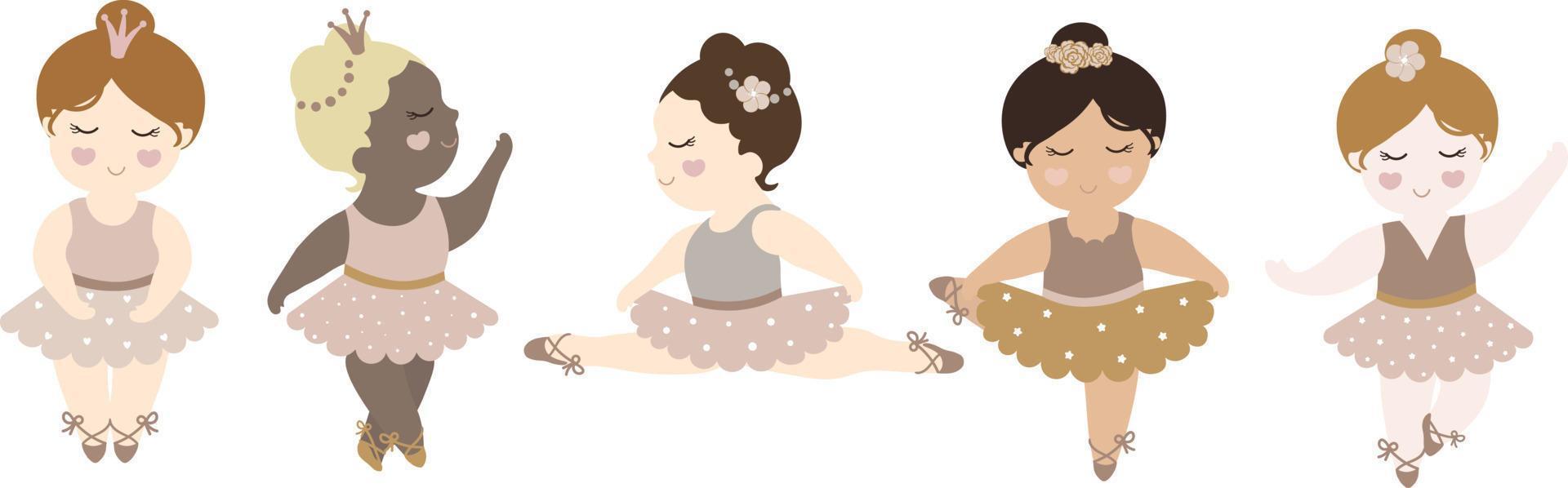 Collection Little Cute Ballerina vector