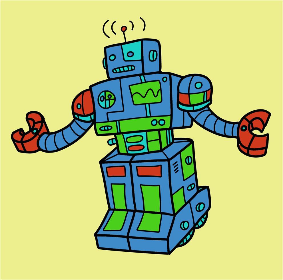 doodle robot character vector