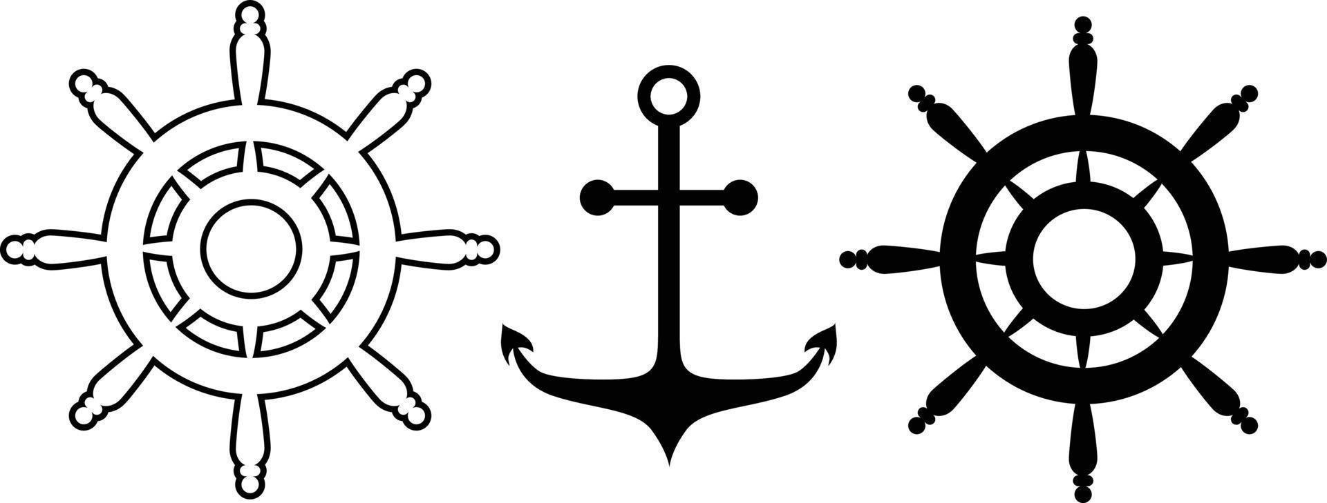 anchor and steering ship vector