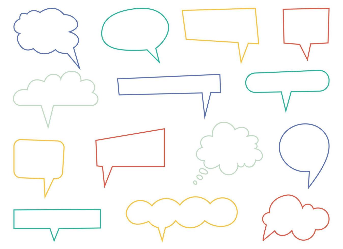 Speech bubble collection in flat style vector illustration isolated on white