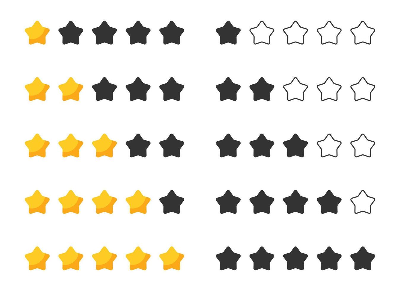 Star rating review from zero to five. Customer feedback vector