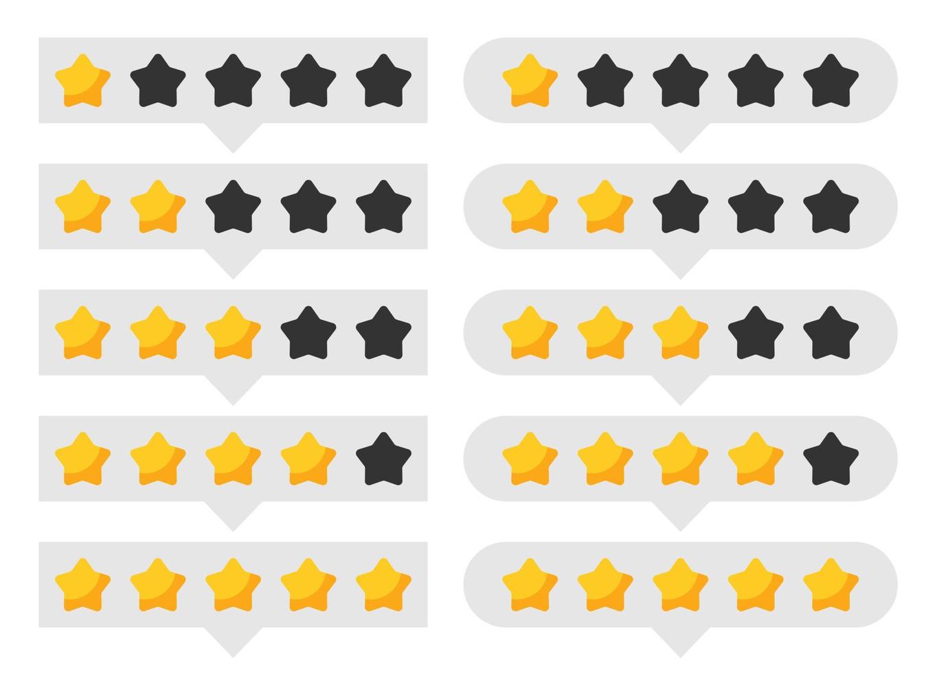 Star rating review from zero to five. Customer feedback vector