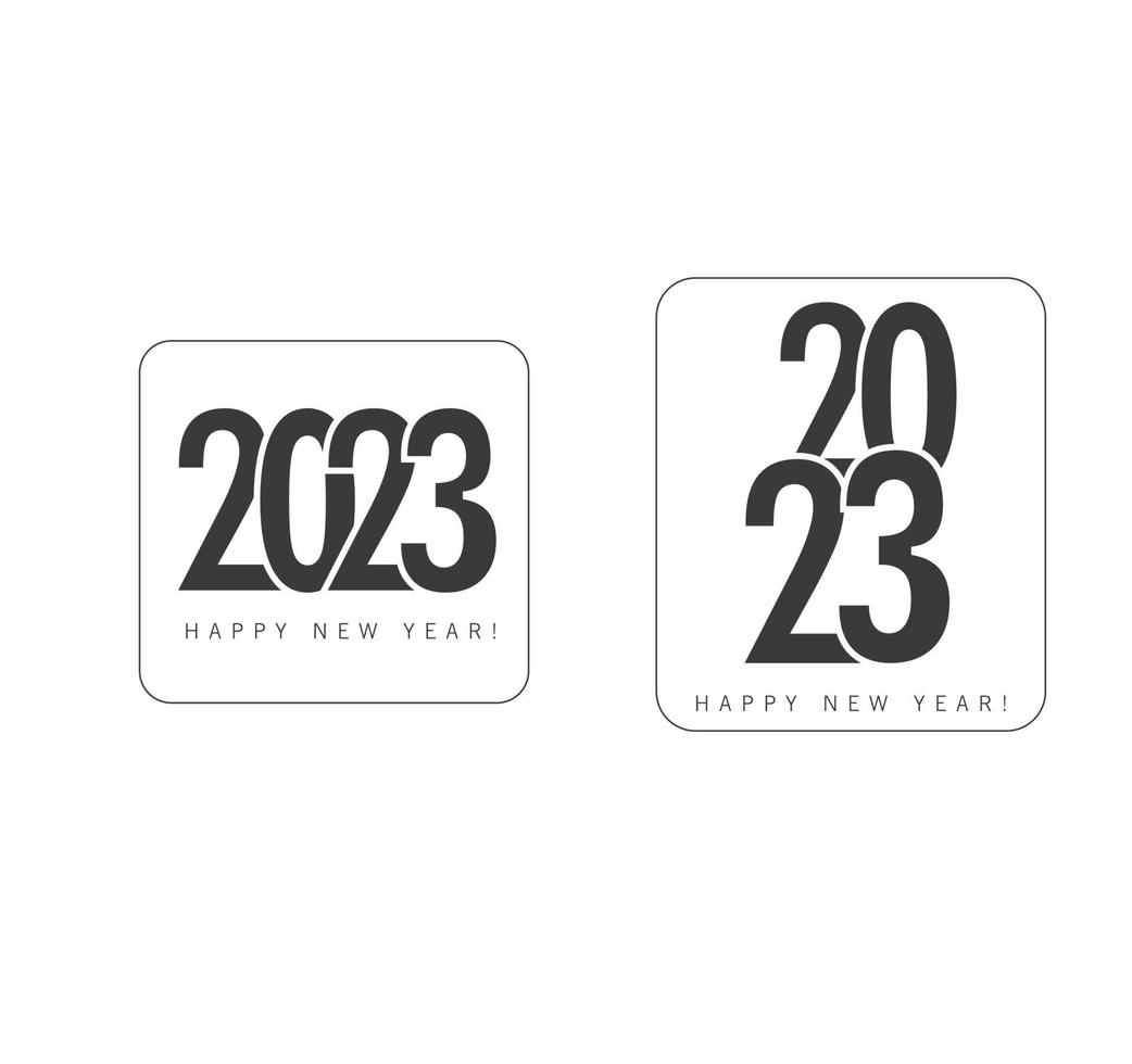 2023 labels. Set of 2023 Happy New Year logo text design. 2023 number design. Collection of 2023 Happy New Year symbols. Vector labels for new year symbols.