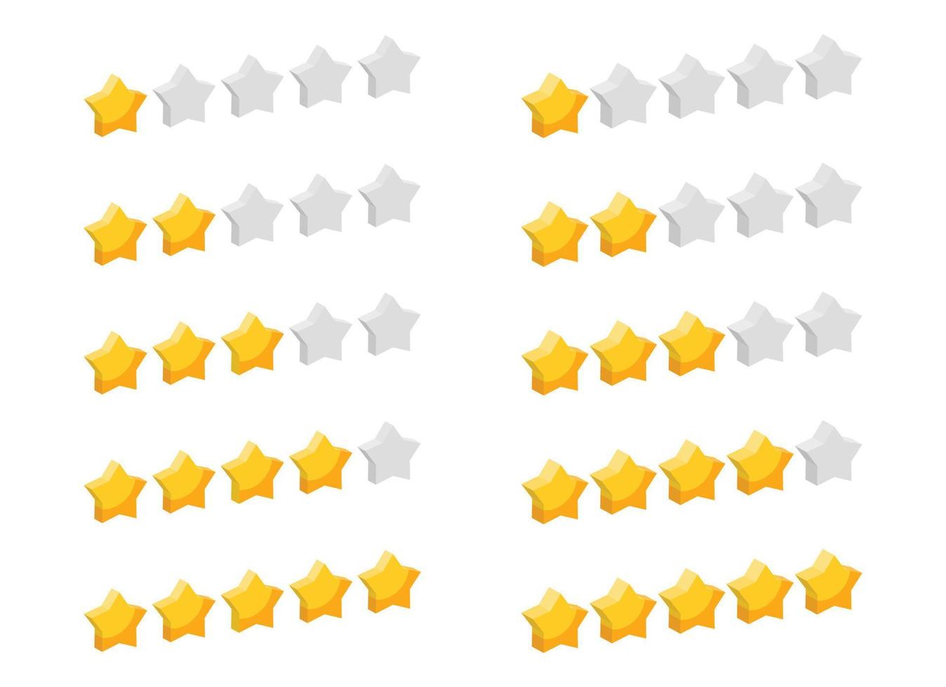 Star rating review from zero to five. Customer feedback 3D vector