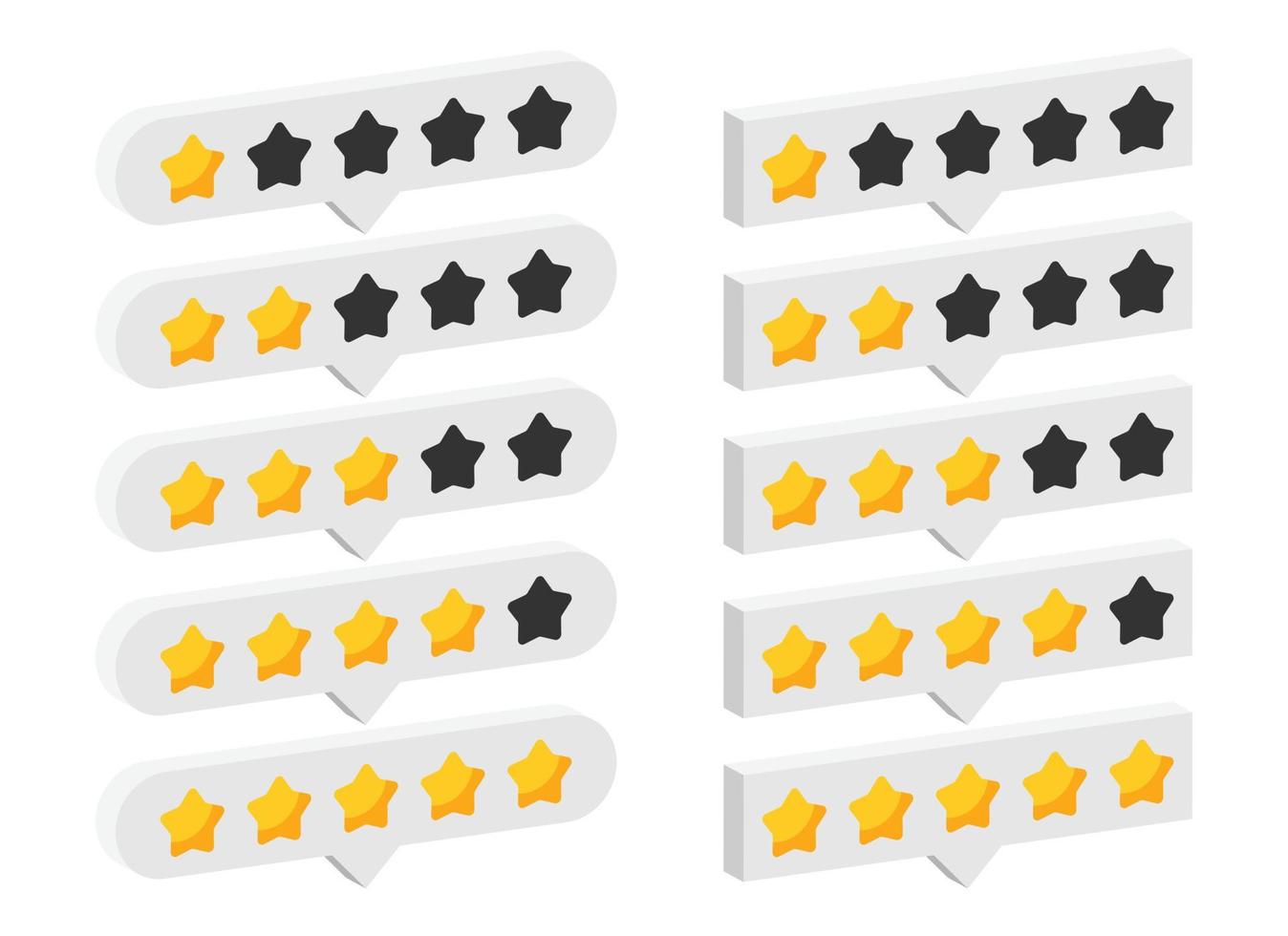 Star rating review from zero to five. Customer feedback 3D vector