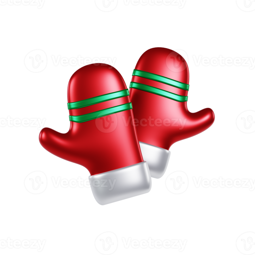 3d illustration of santa warm gloves png