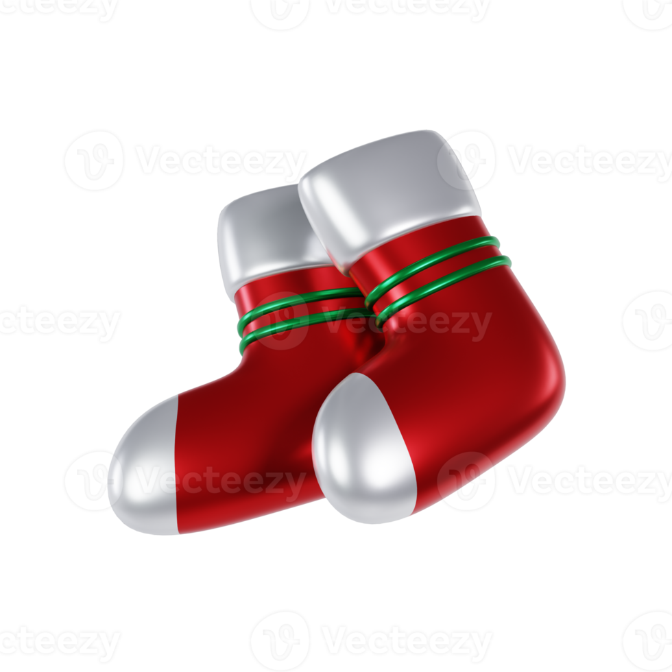 3d illustration of santa warm socks png