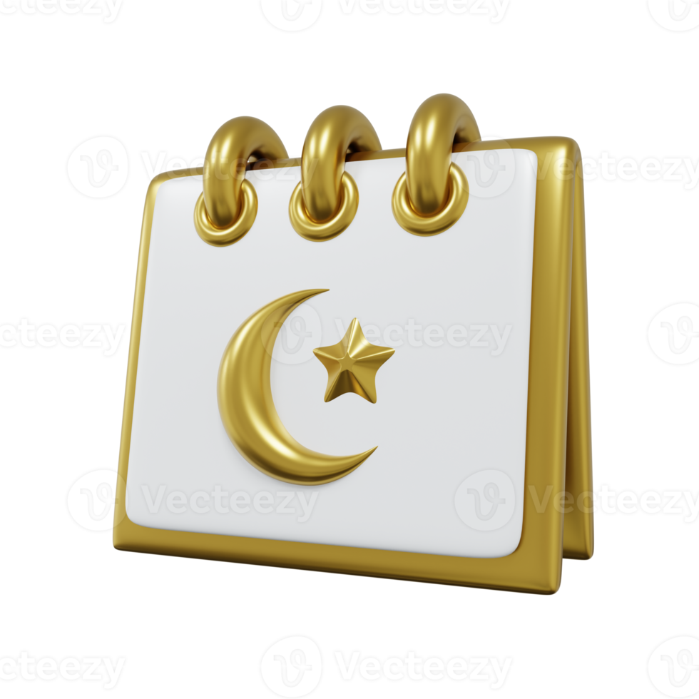 3d illustration of islamic calendar png