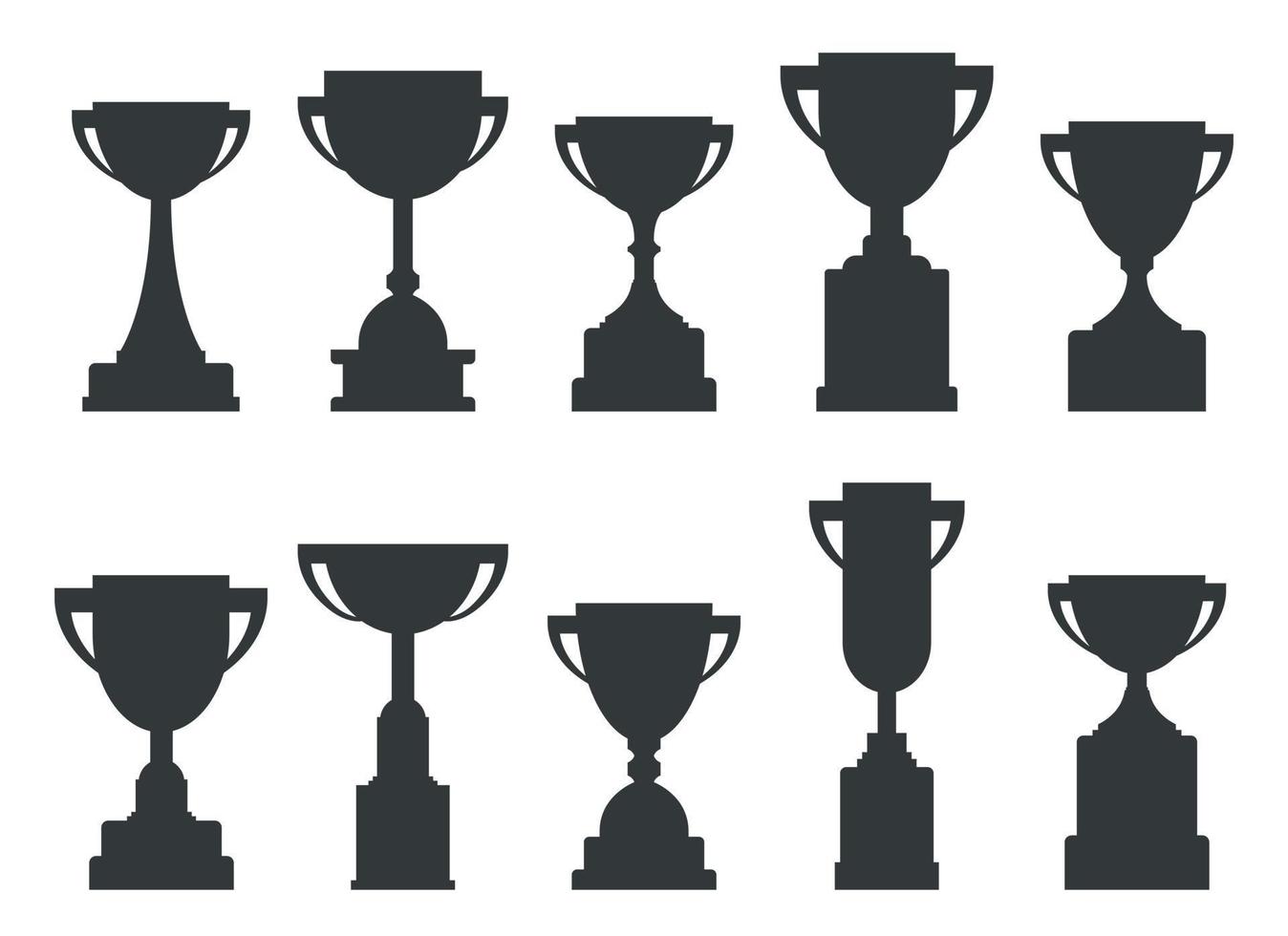 Trophy cup silhouettes collection. Championship prize element for games and app vector