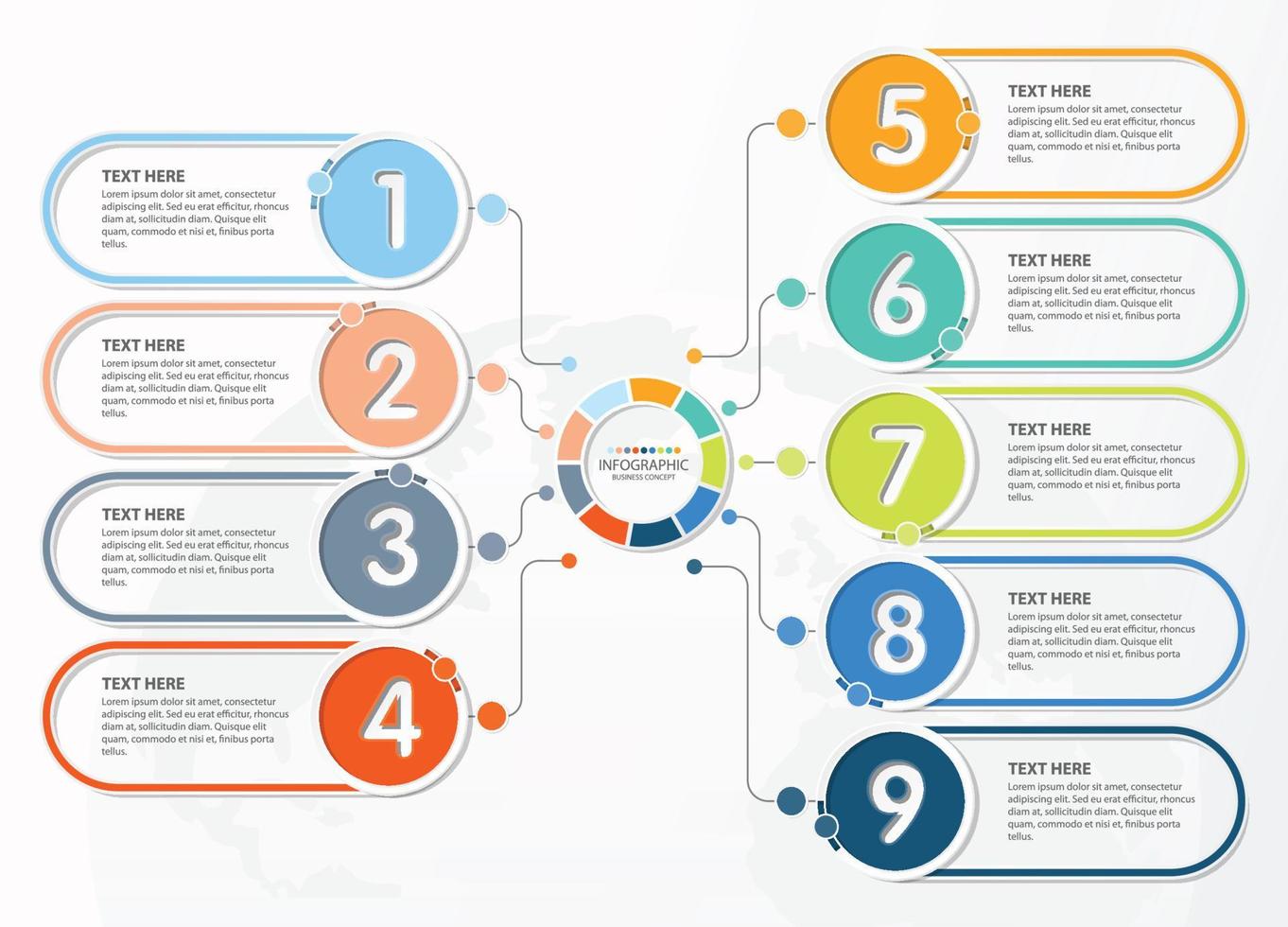 Infographic with 9 steps, process or options. vector