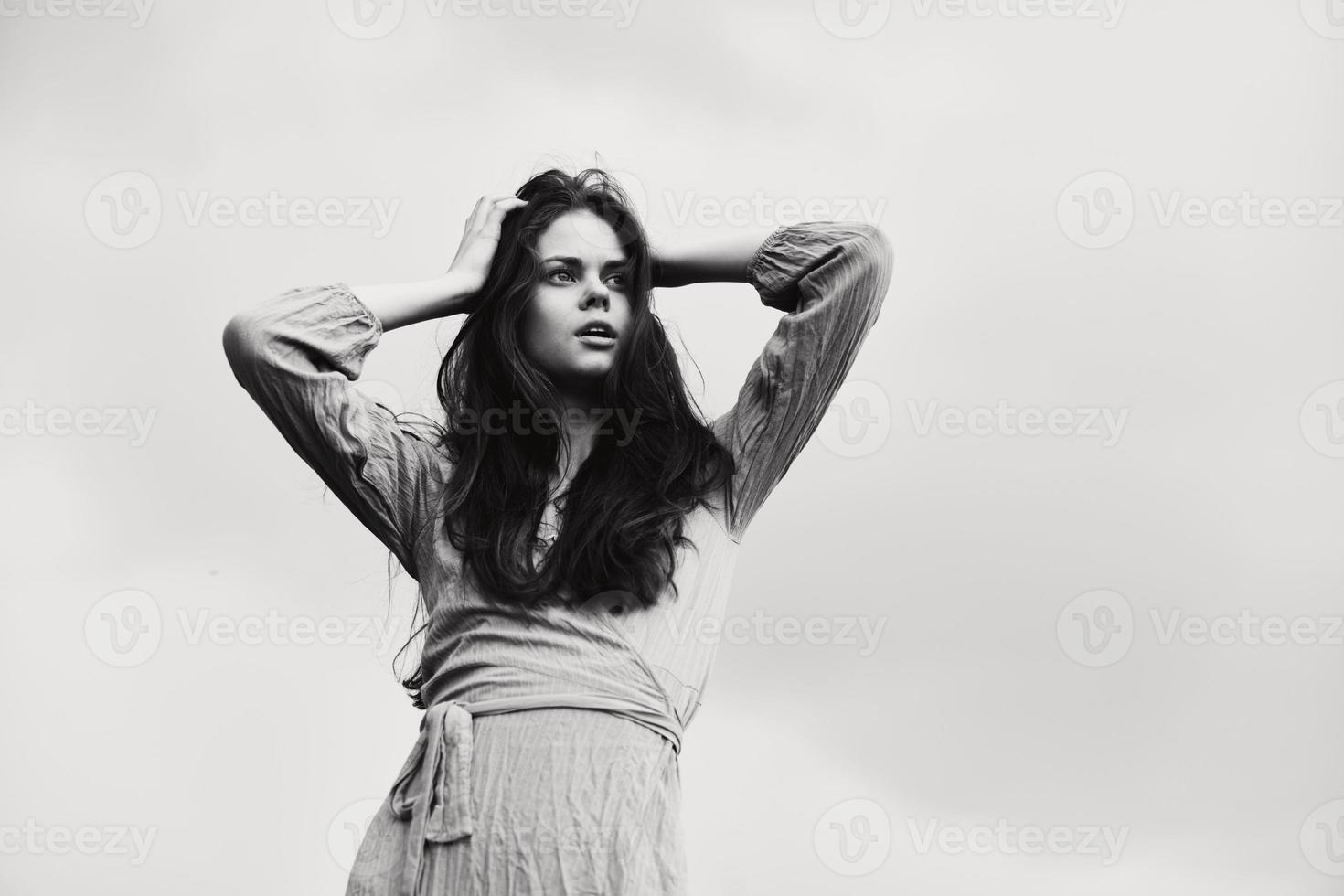 pretty woman in dress dramatic style emotions posing Lifestyle photo