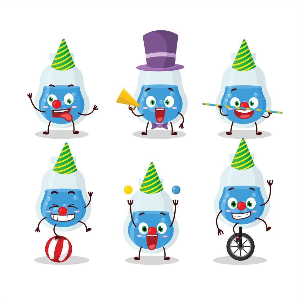 Cartoon character of blue potion with various circus shows vector