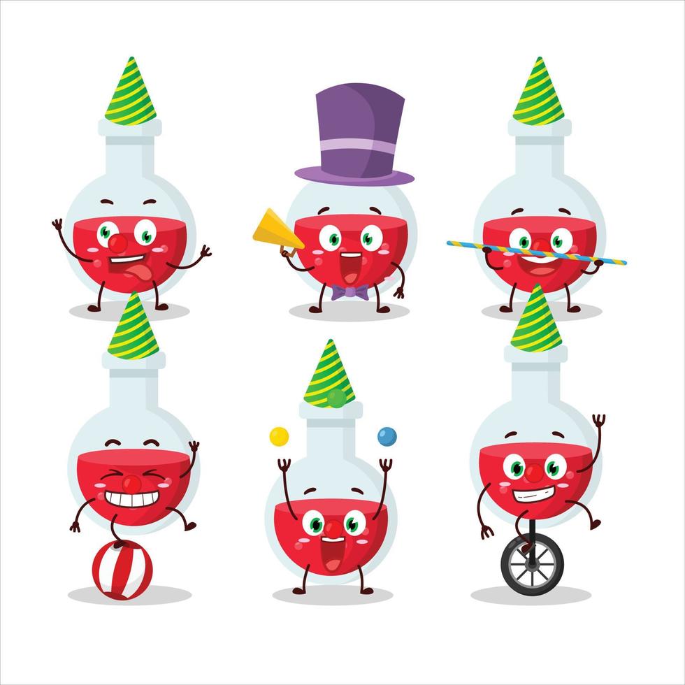 Cartoon character of red potion with various circus shows vector