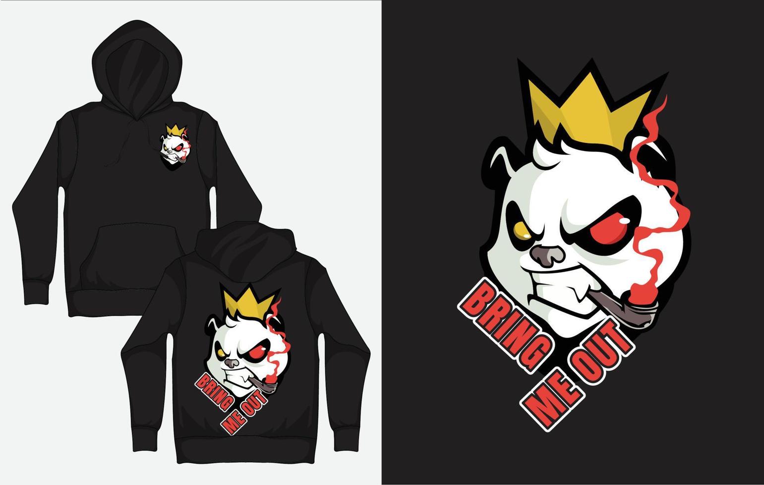 Hoodies with Character Streetwear Design, Angry Panda Smoking vector