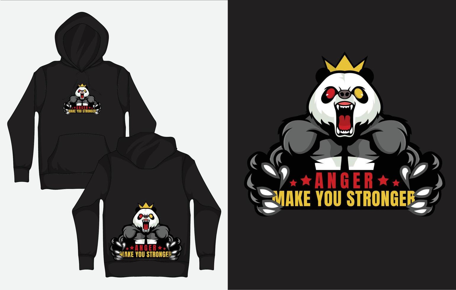 Hoodies with Character Streetwear Design, Angry Muscular Panda vector
