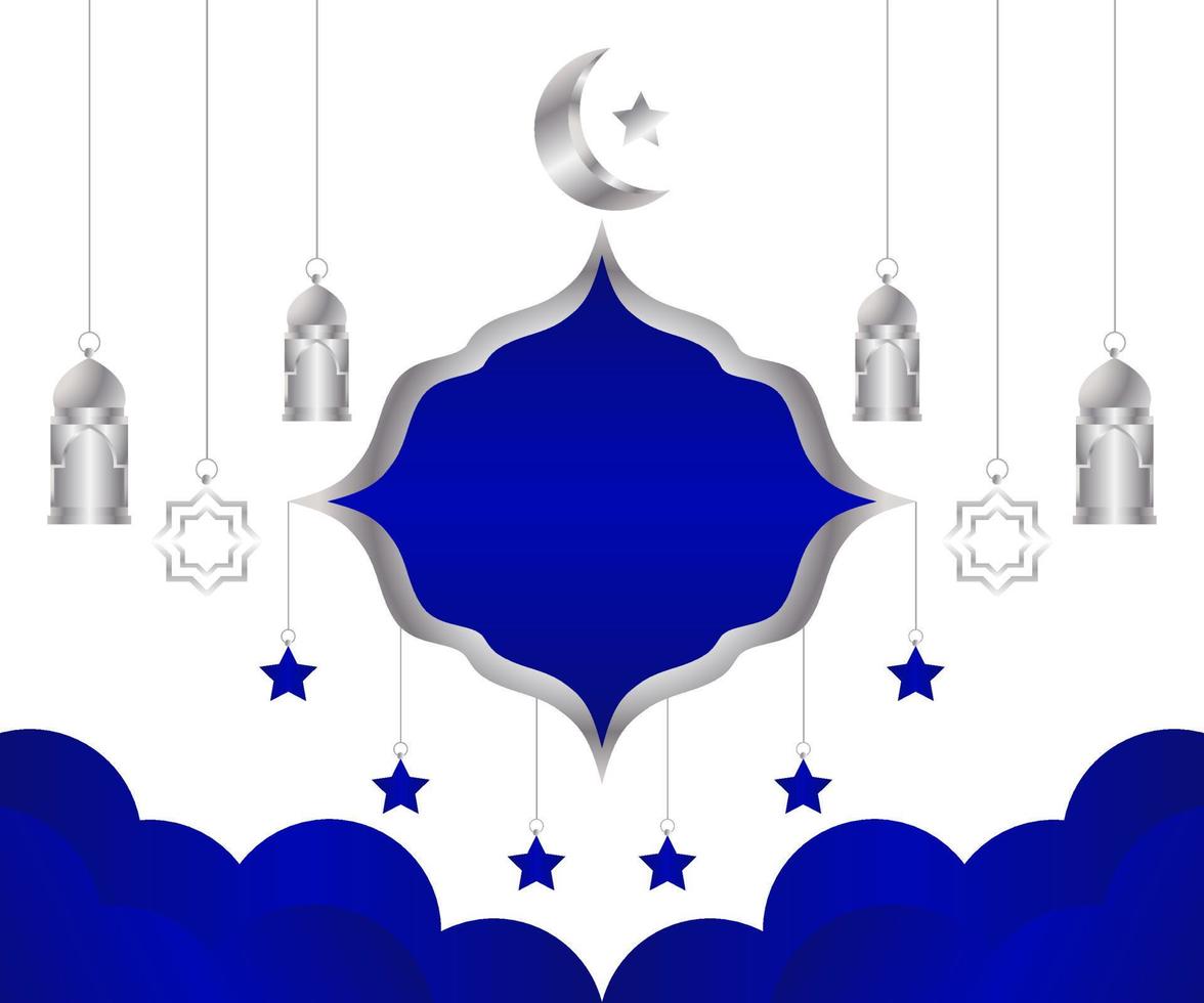 Modern Blue and Silver Islamic Element Background Design vector
