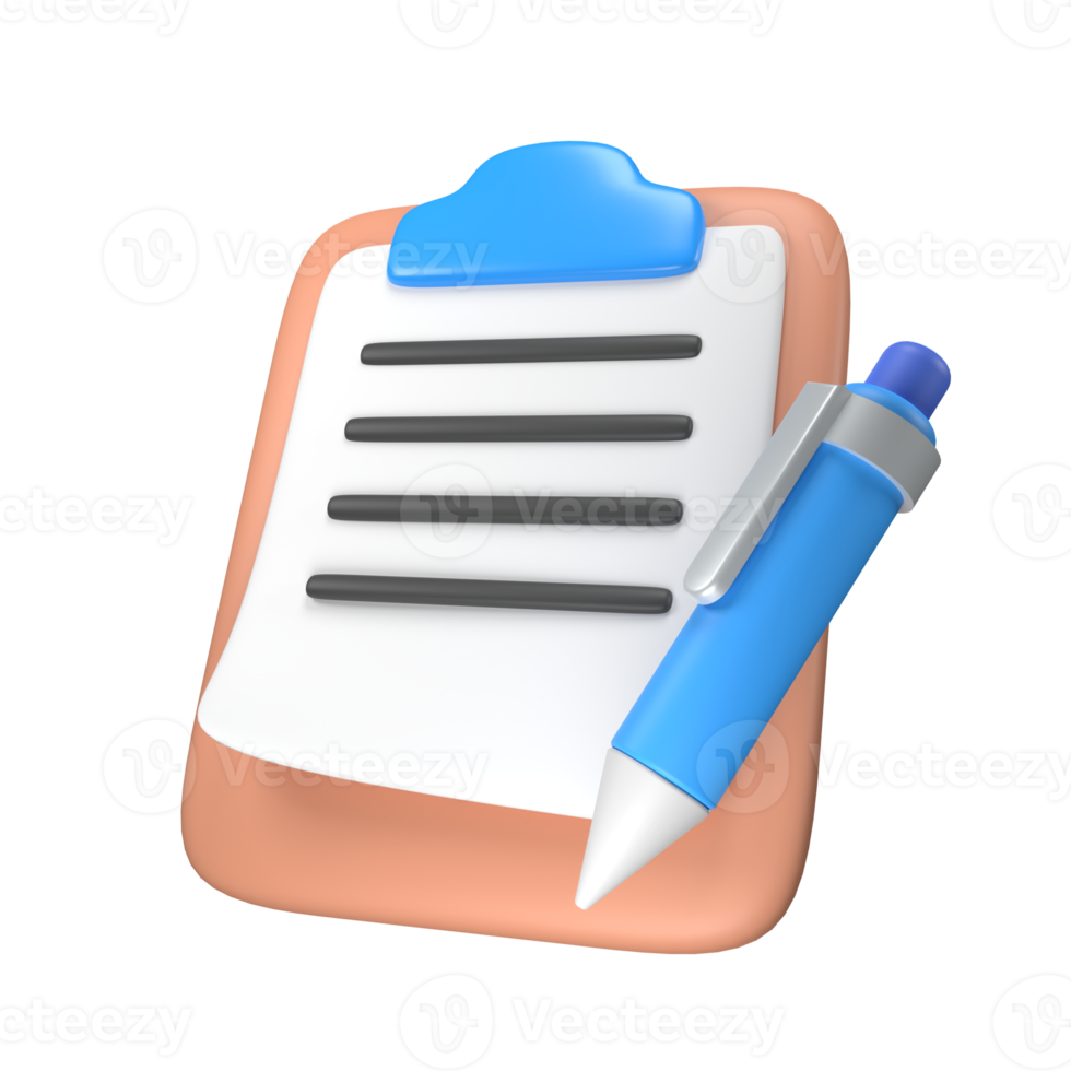 Note and pen 3D illustration png