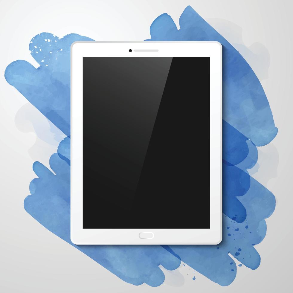 3D White Tablet Computer Mockup vector